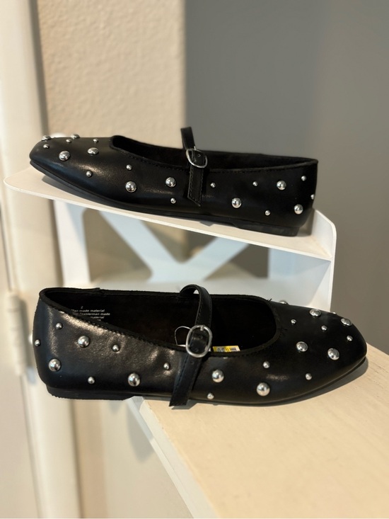 art class Other - Art Class Big Girls Size 2 Ballet Flats with Adjustable Strap Black Silver Studs